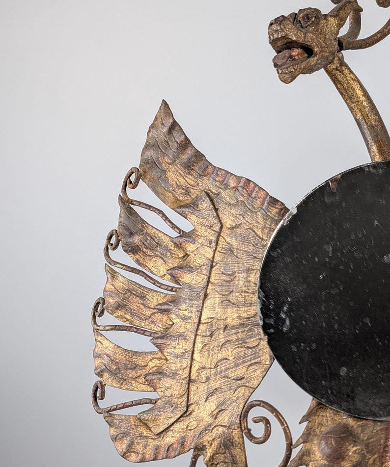 Spanish_Neo-Gothic_Style_Mirror_in_Gilded_Iron_with_Two-Headed_Dragon