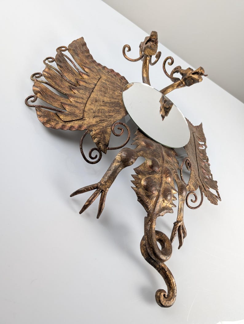 Spanish_Neo-Gothic_Style_Mirror_in_Gilded_Iron_with_Two-Headed_Dragon