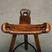 Set_of_Spanish_Brutalist_Folding_Home_Bar_with_3_Bar_Stools,_Carved_Dark_Wood,_1950s,_in_the_Style_of_Sergio_Rodrigues