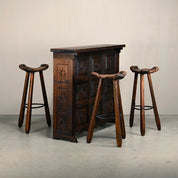 Set_of_Spanish_Brutalist_Folding_Home_Bar_with_3_Bar_Stools,_Carved_Dark_Wood,_1950s,_in_the_Style_of_Sergio_Rodrigues