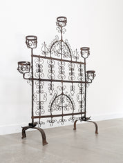 Spanish_Wrought_Iron_Fireplace_Screen_Candelabra,_Arts_and_Crafts,_1880s