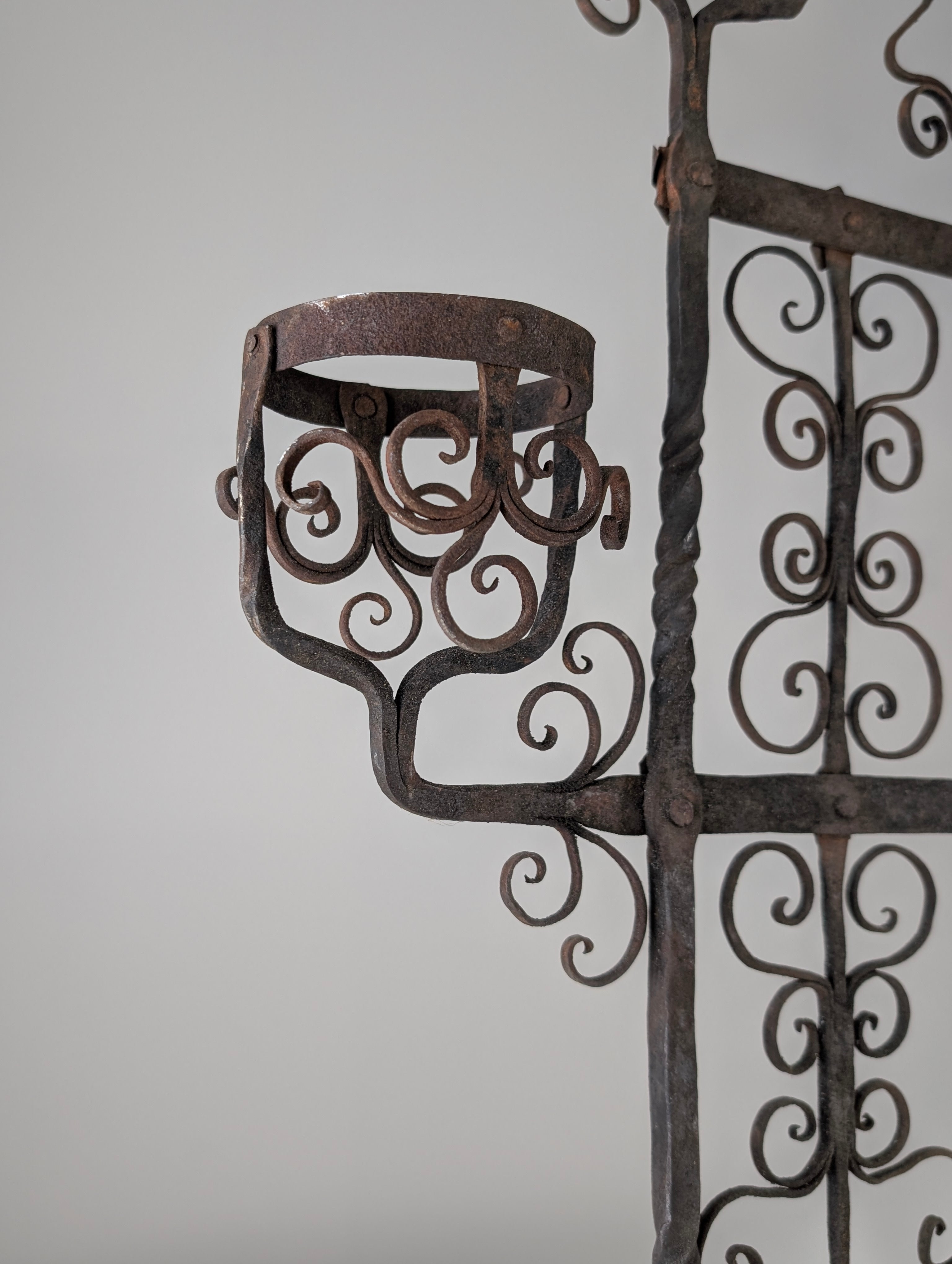 Spanish_Wrought_Iron_Fireplace_Screen_Candelabra,_Arts_and_Crafts,_1880s