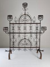 Spanish_Wrought_Iron_Fireplace_Screen_Candelabra,_Arts_and_Crafts,_1880s