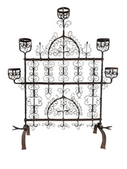 Spanish_Wrought_Iron_Fireplace_Screen_Candelabra,_Arts_and_Crafts,_1880s