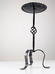 Spanish_Wrought_Iron_Drinks_Table_with_Hammered_Scalloped_Top_and_Tripod_Base,_1950s