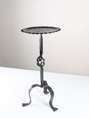 Spanish_Wrought_Iron_Drinks_Table_with_Hammered_Scalloped_Top_and_Tripod_Base,_1950s