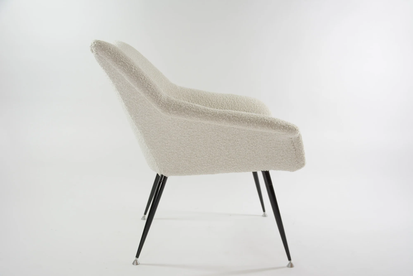 1970s_Shell_Armchair_in_Loop_Fabric_with_Chrome_Metal_Legs