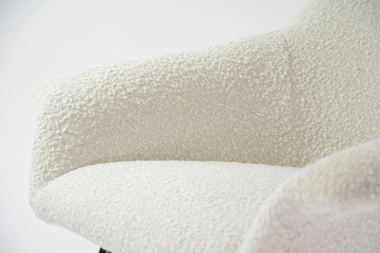 1970s_Shell_Armchair_in_Loop_Fabric_with_Chrome_Metal_Legs
