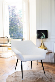 1970s_Shell_Armchair_in_Loop_Fabric_with_Chrome_Metal_Legs