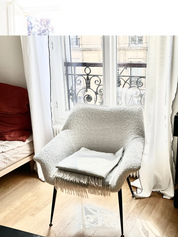 1970s_Shell_Armchair_in_Loop_Fabric_with_Chrome_Metal_Legs