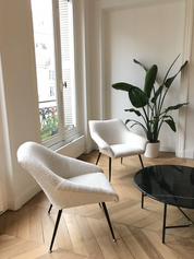 1970s_Shell_Armchair_in_Loop_Fabric_with_Chrome_Metal_Legs