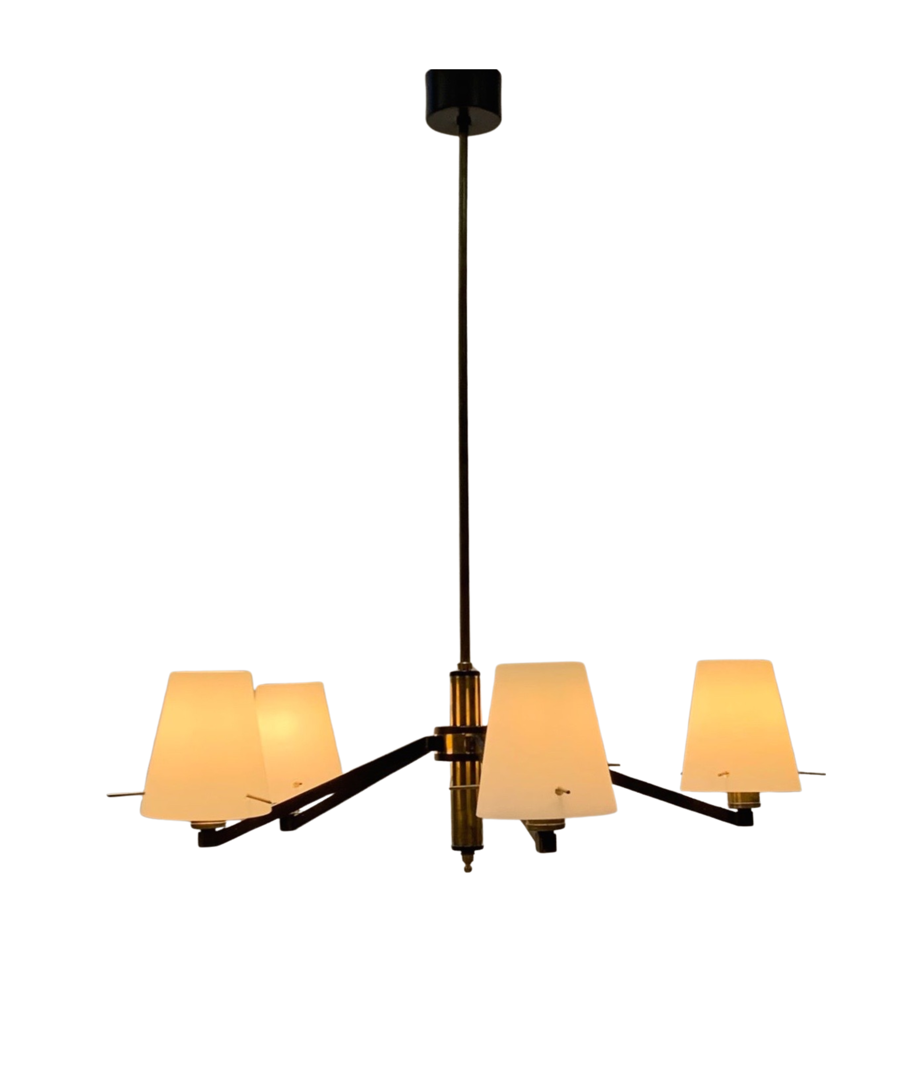 Stilnovo_Attributed_Five_Light_Chandelier_in_Black_Metal,_Brass_and_Opaline_Glass,_Italy