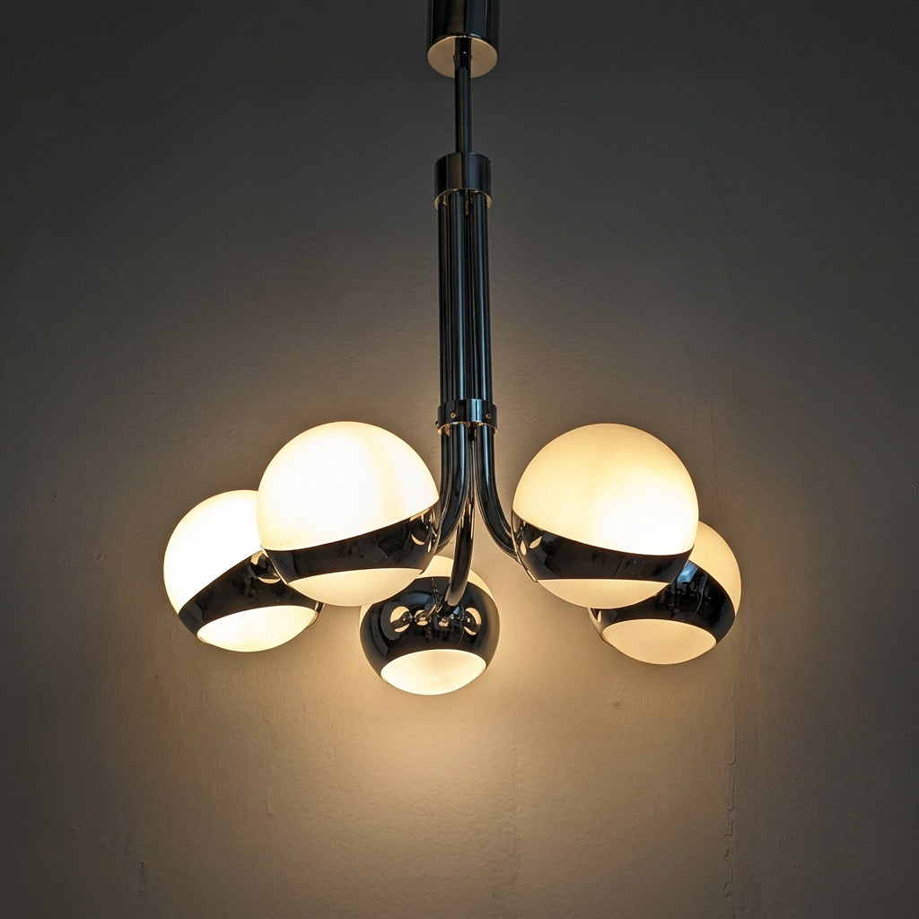 Stilnovo_Chrome_Chandelier_with_Glass_Spheres,_Italy,_1960s