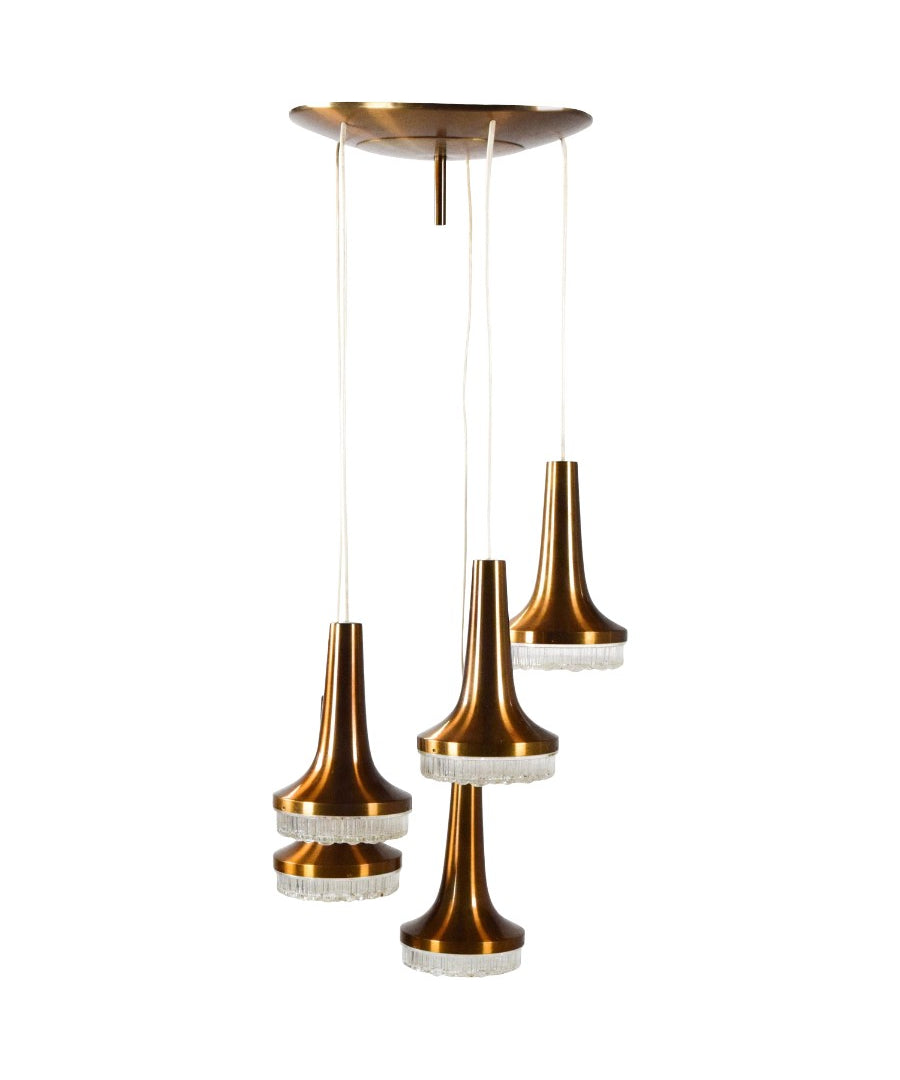 Stilux_Milano_Chandelier_with_Copper_and_Crystal_Glass,_Italy