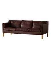 Stouby_Møbelfabrik,_Mid_Century_3-Seater_Sofa_in_Brown_Leather,_Made_in_1970s