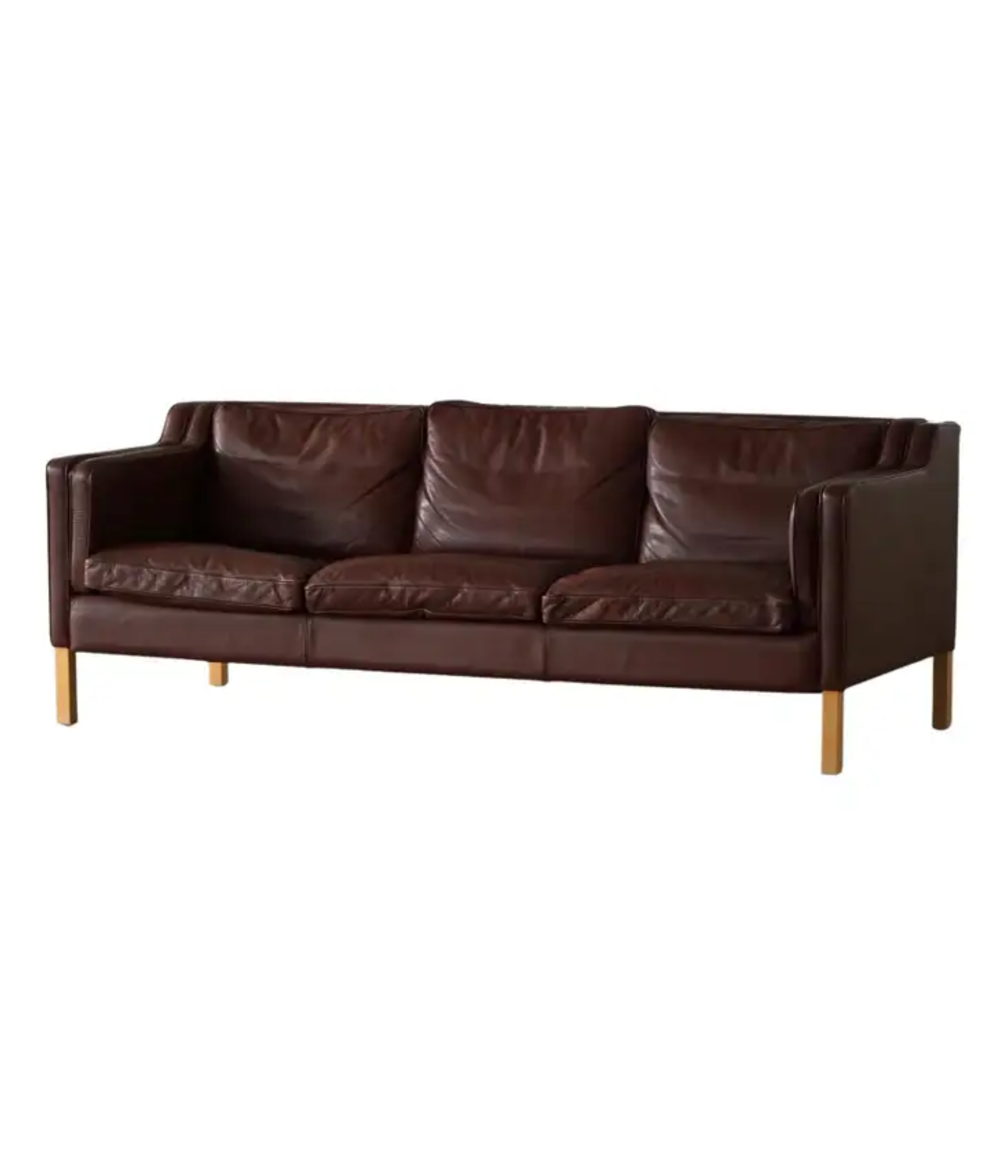 Stouby_Møbelfabrik,_Mid_Century_3-Seater_Sofa_in_Brown_Leather,_Made_in_1970s