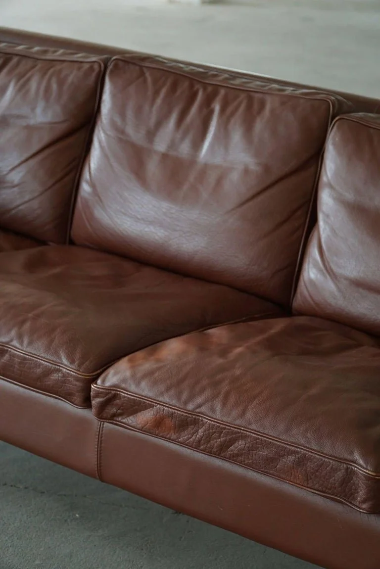 Stouby_Møbelfabrik,_Mid_Century_3-Seater_Sofa_in_Brown_Leather,_Made_in_1970s