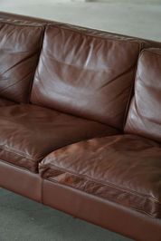 Stouby_Møbelfabrik,_Mid_Century_3-Seater_Sofa_in_Brown_Leather,_Made_in_1970s