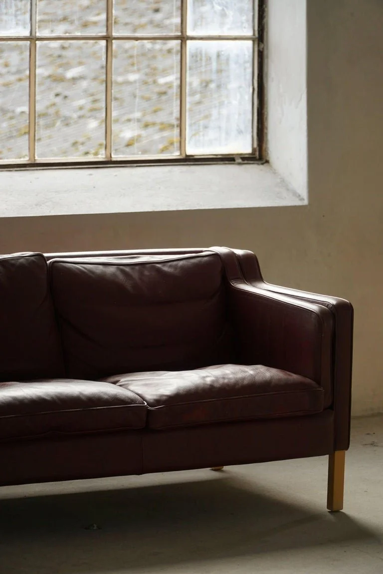 Stouby_Møbelfabrik,_Mid_Century_3-Seater_Sofa_in_Brown_Leather,_Made_in_1970s