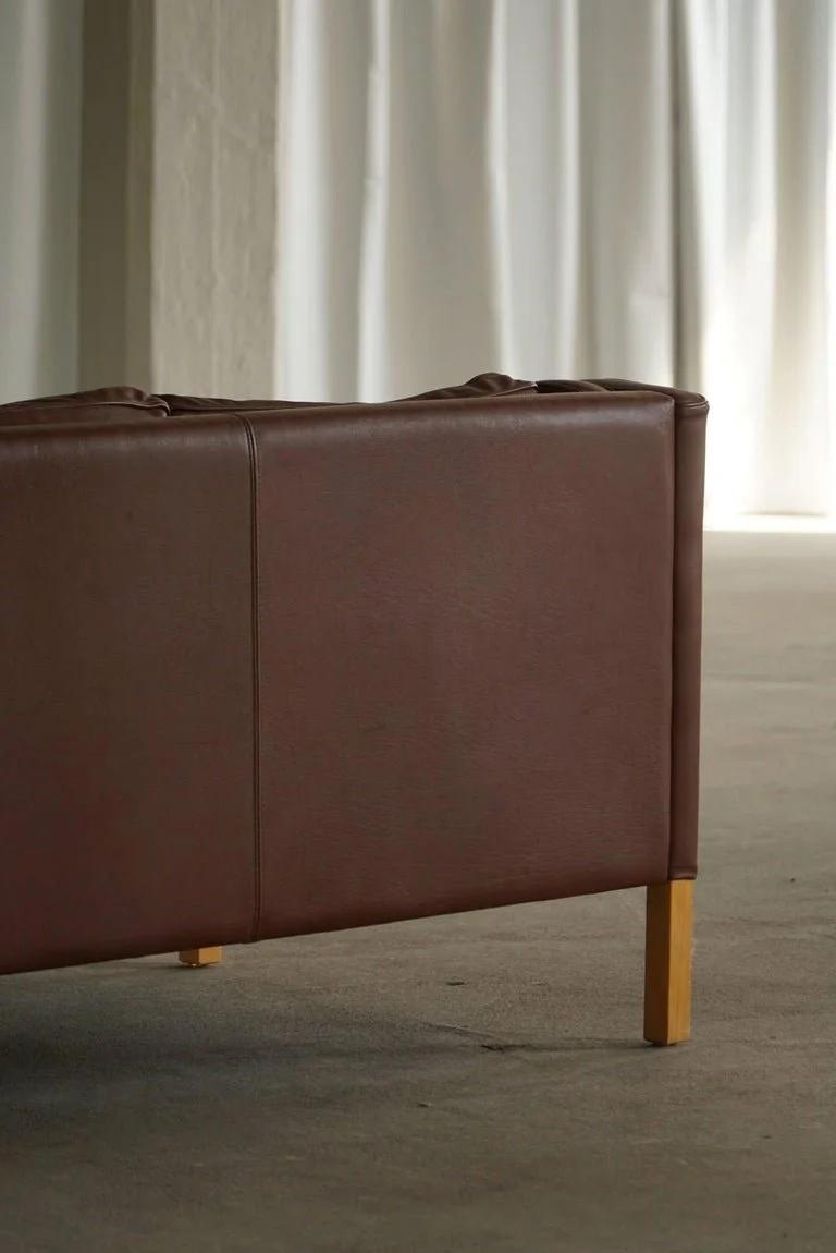 Stouby_Møbelfabrik,_Mid_Century_3-Seater_Sofa_in_Brown_Leather,_Made_in_1970s