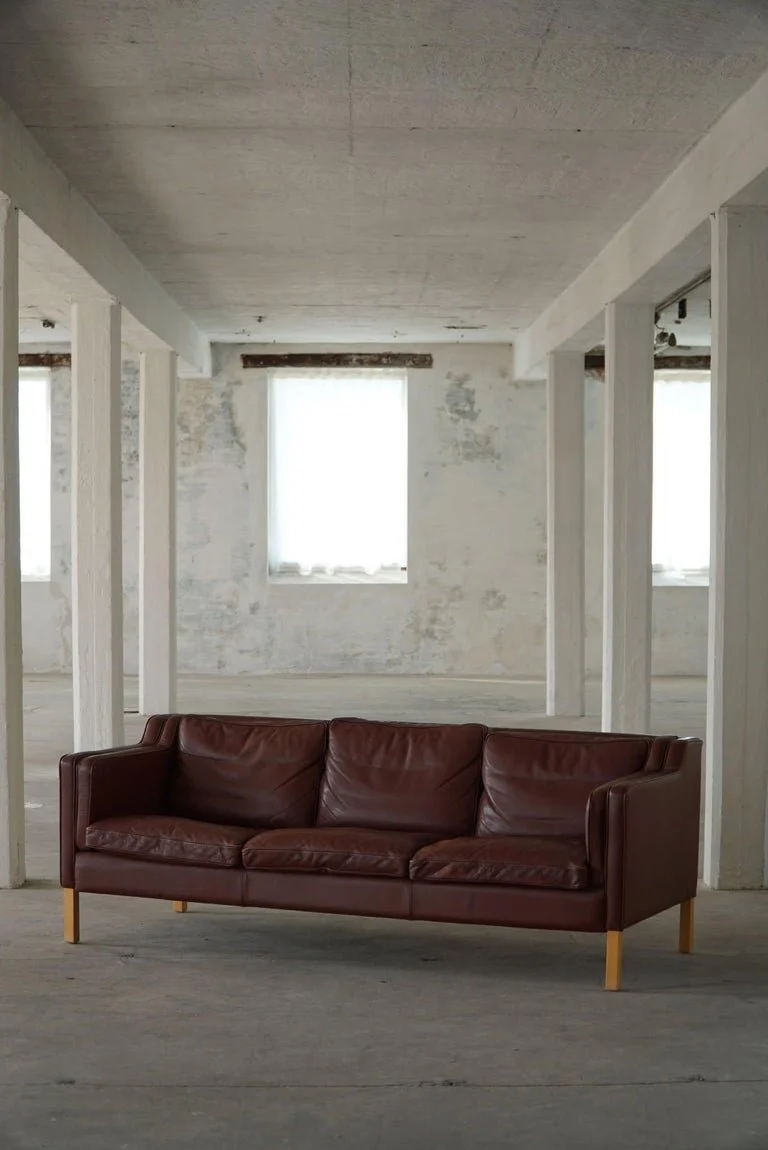 Stouby_Møbelfabrik,_Mid_Century_3-Seater_Sofa_in_Brown_Leather,_Made_in_1970s