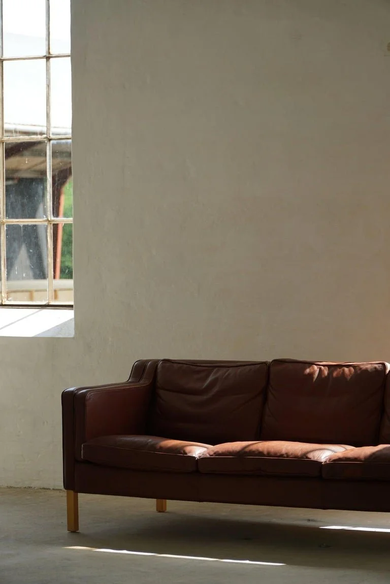 Stouby_Møbelfabrik,_Mid_Century_3-Seater_Sofa_in_Brown_Leather,_Made_in_1970s