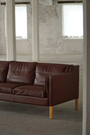 Stouby_Møbelfabrik,_Mid_Century_3-Seater_Sofa_in_Brown_Leather,_Made_in_1970s