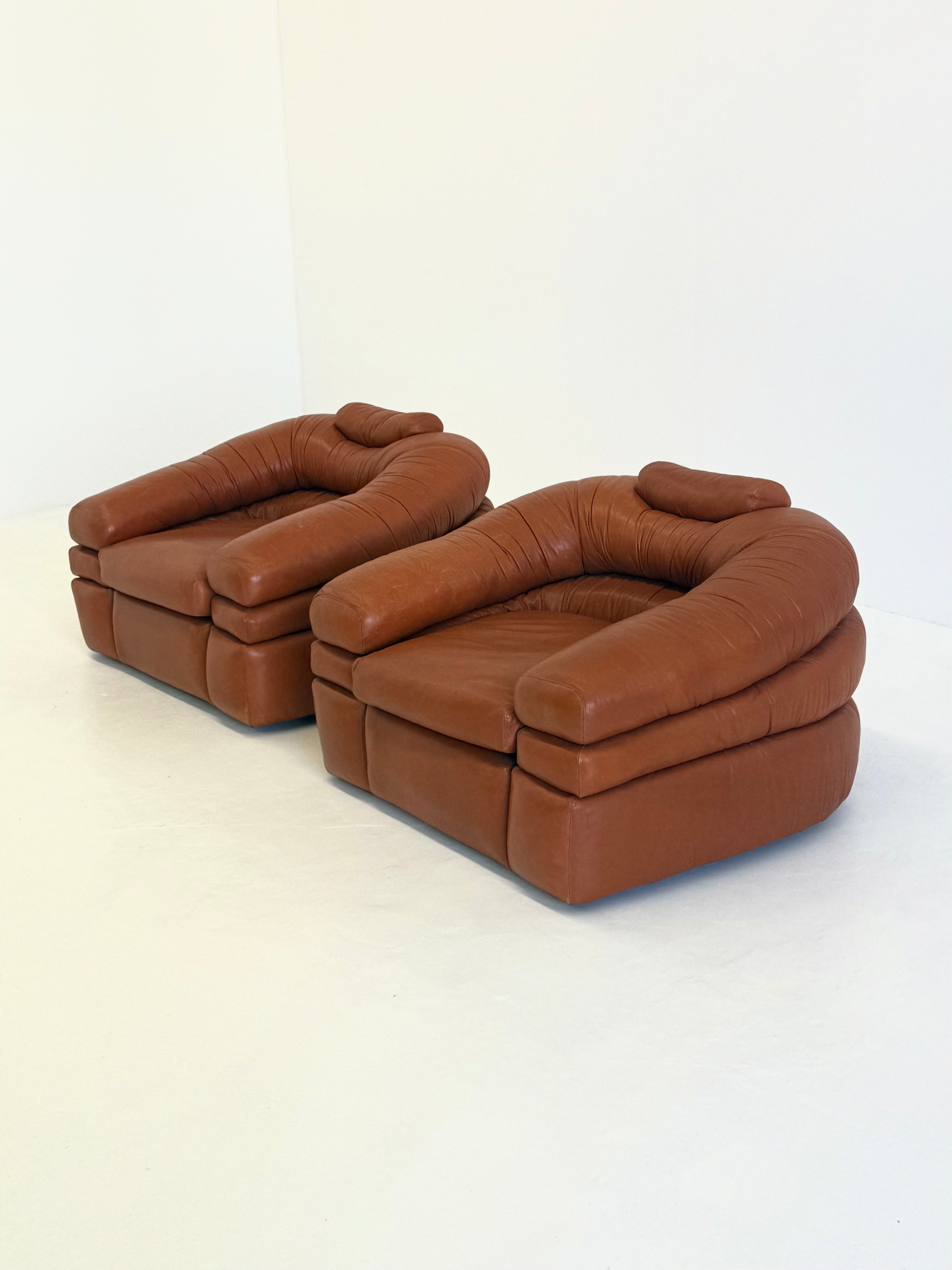 Straccio_Lounge_Chair_by_De_Pas,_D’Urbino_and_Lomazzi_for_Zanotta_in_Cognac_Leather,_Italy_1970s