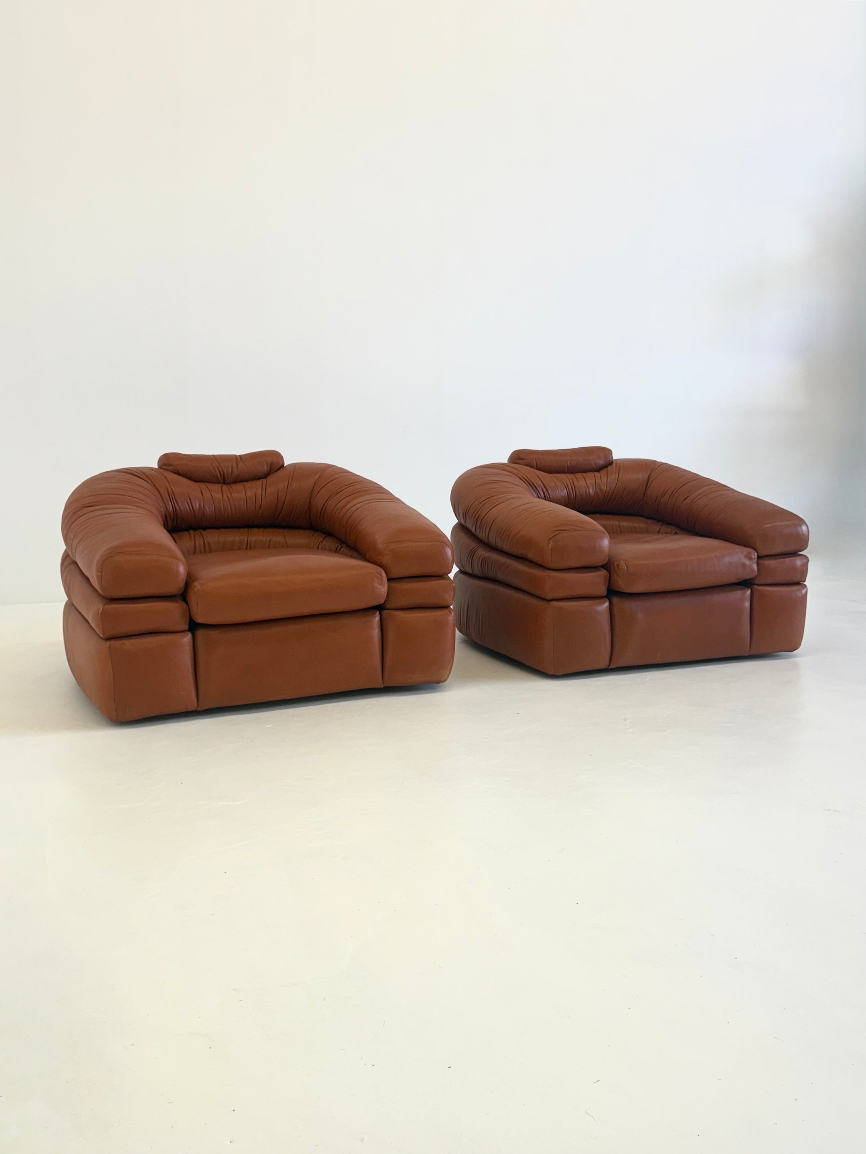 Straccio_Lounge_Chair_by_De_Pas,_D’Urbino_and_Lomazzi_for_Zanotta_in_Cognac_Leather,_Italy_1970s
