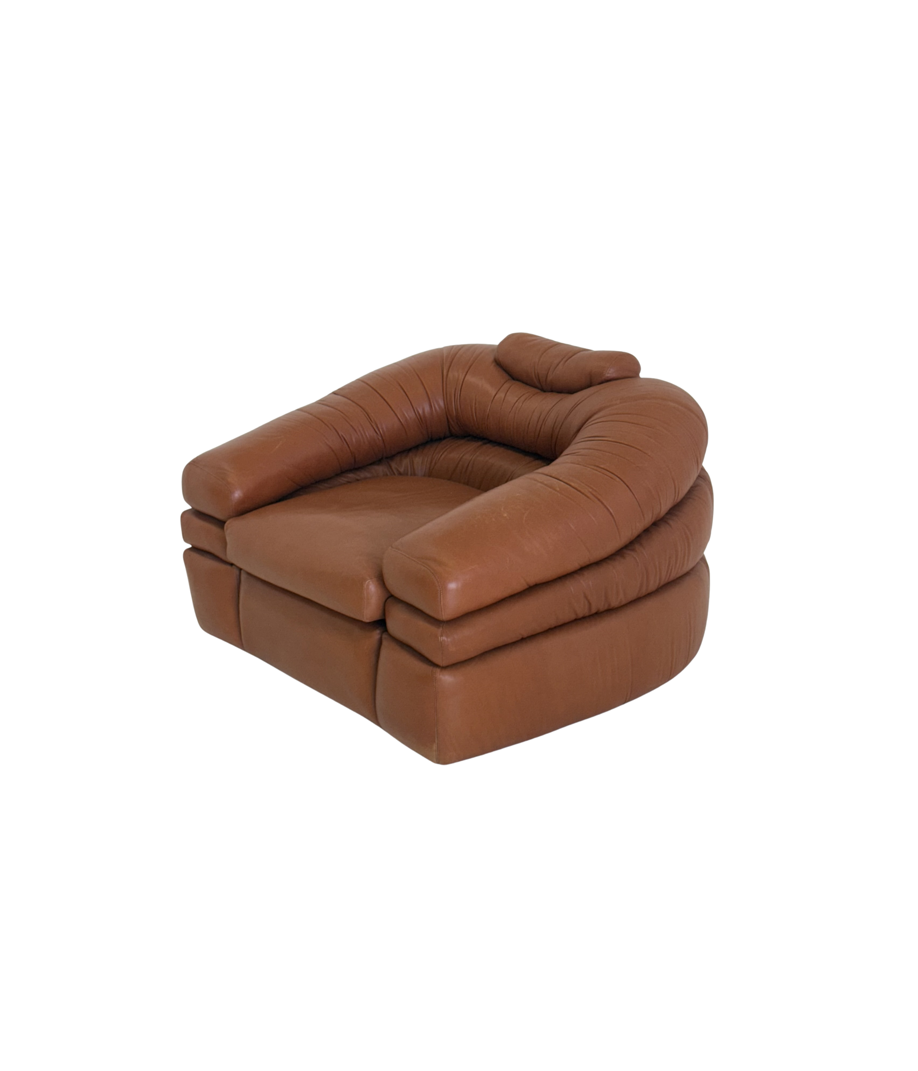 Straccio_Lounge_Chair_by_De_Pas,_D’Urbino_and_Lomazzi_for_Zanotta_in_Cognac_Leather,_Italy_1970s