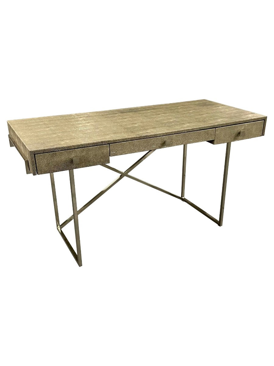 Style_Faux_Shagreen_Desk_with_Chrome_X-Base,_1980s