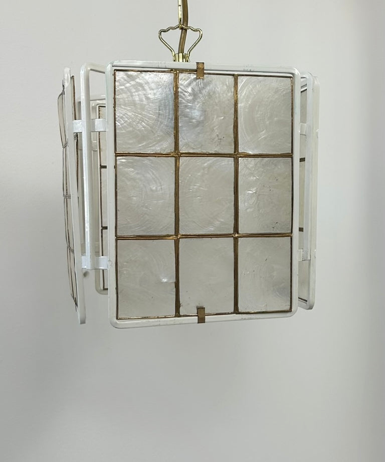 French_White_Lacquered_Metal_and_Mother_of_Pearl_Pendant_Lamp