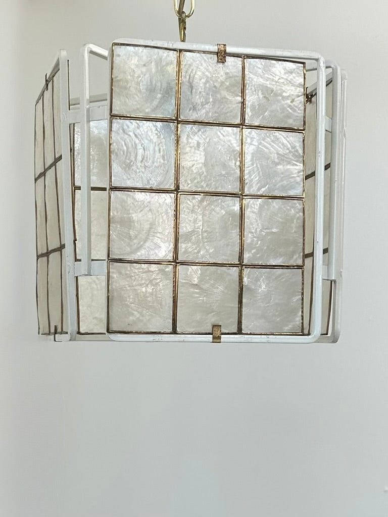 French_White_Lacquered_Metal_and_Mother_of_Pearl_Pendant_Lamp
