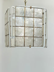 French_White_Lacquered_Metal_and_Mother_of_Pearl_Pendant_Lamp