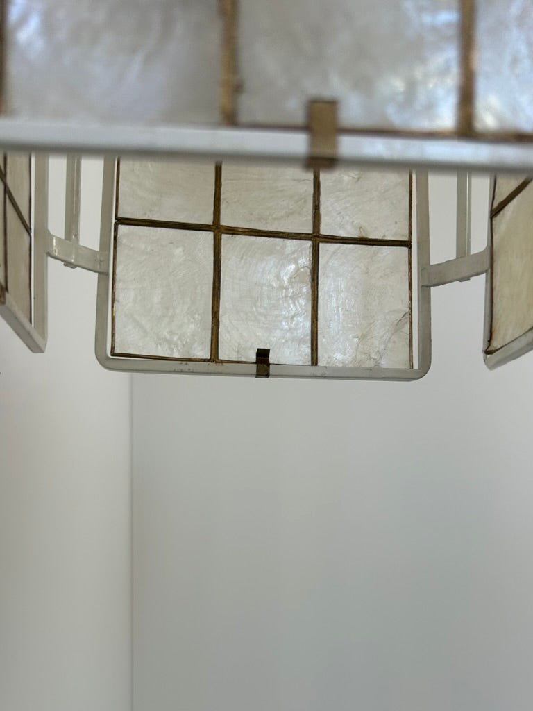French_White_Lacquered_Metal_and_Mother_of_Pearl_Pendant_Lamp