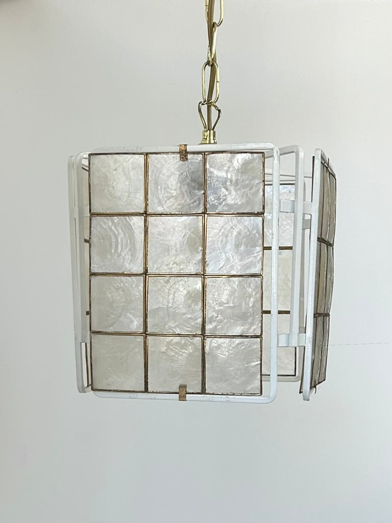 French_White_Lacquered_Metal_and_Mother_of_Pearl_Pendant_Lamp