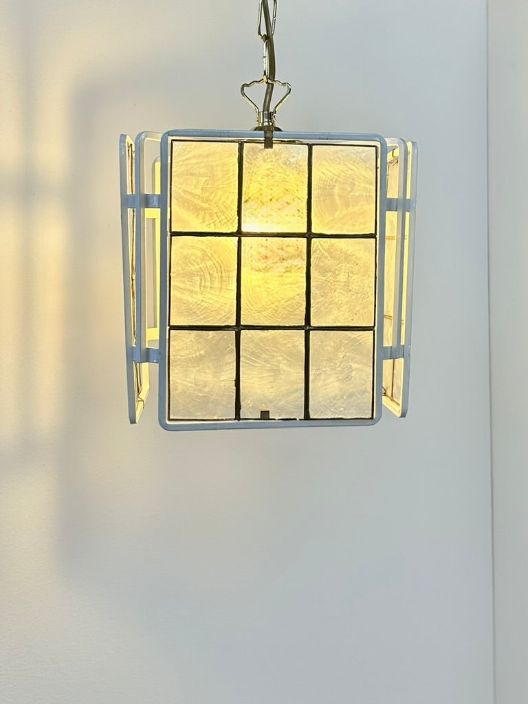 French_White_Lacquered_Metal_and_Mother_of_Pearl_Pendant_Lamp
