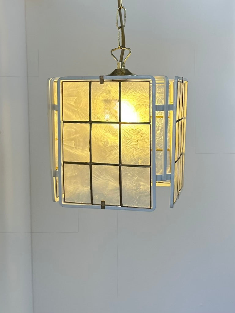 French_White_Lacquered_Metal_and_Mother_of_Pearl_Pendant_Lamp