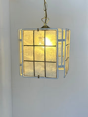 French_White_Lacquered_Metal_and_Mother_of_Pearl_Pendant_Lamp