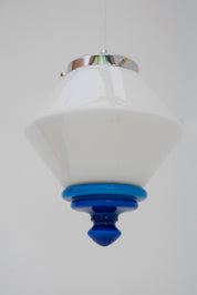 Swedish_Art_Deco_Milk_Glass_Pendant_Lamp_with_Blue_Accents,_1930s