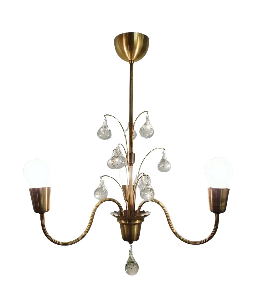 Swedish_Grace_Brass_and_Glass_Pendant_Chandelier,_Scandinavian_Mid_Century_Ceiling_Light,_1940s