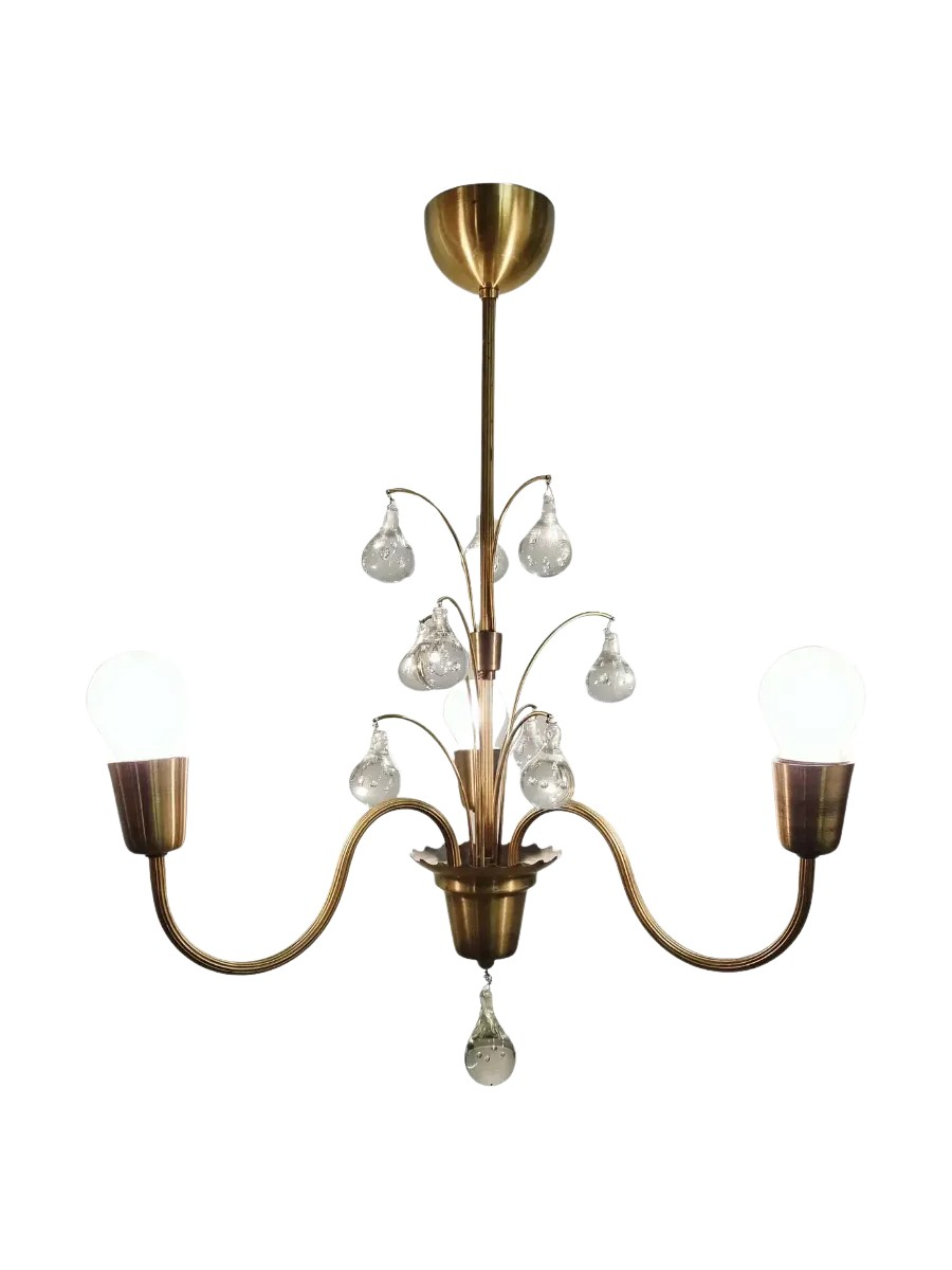 Swedish_Grace_Brass_and_Glass_Pendant_Chandelier,_Scandinavian_Mid_Century_Ceiling_Light,_1940s