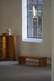 Swedish_Modern_Brutalist_Table_Bench_in_Solid_Pine,_1970s