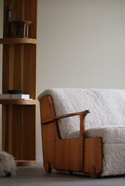 Swedish_Modern,_Freestanding_Two_Seater_Sofa_/_Bed_in_Pine_&_Lambswool,_1950s