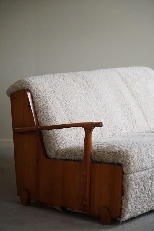 Swedish_Modern_Pine_Sofa_Bed_with_Lambswool_Upholstery,_1950s