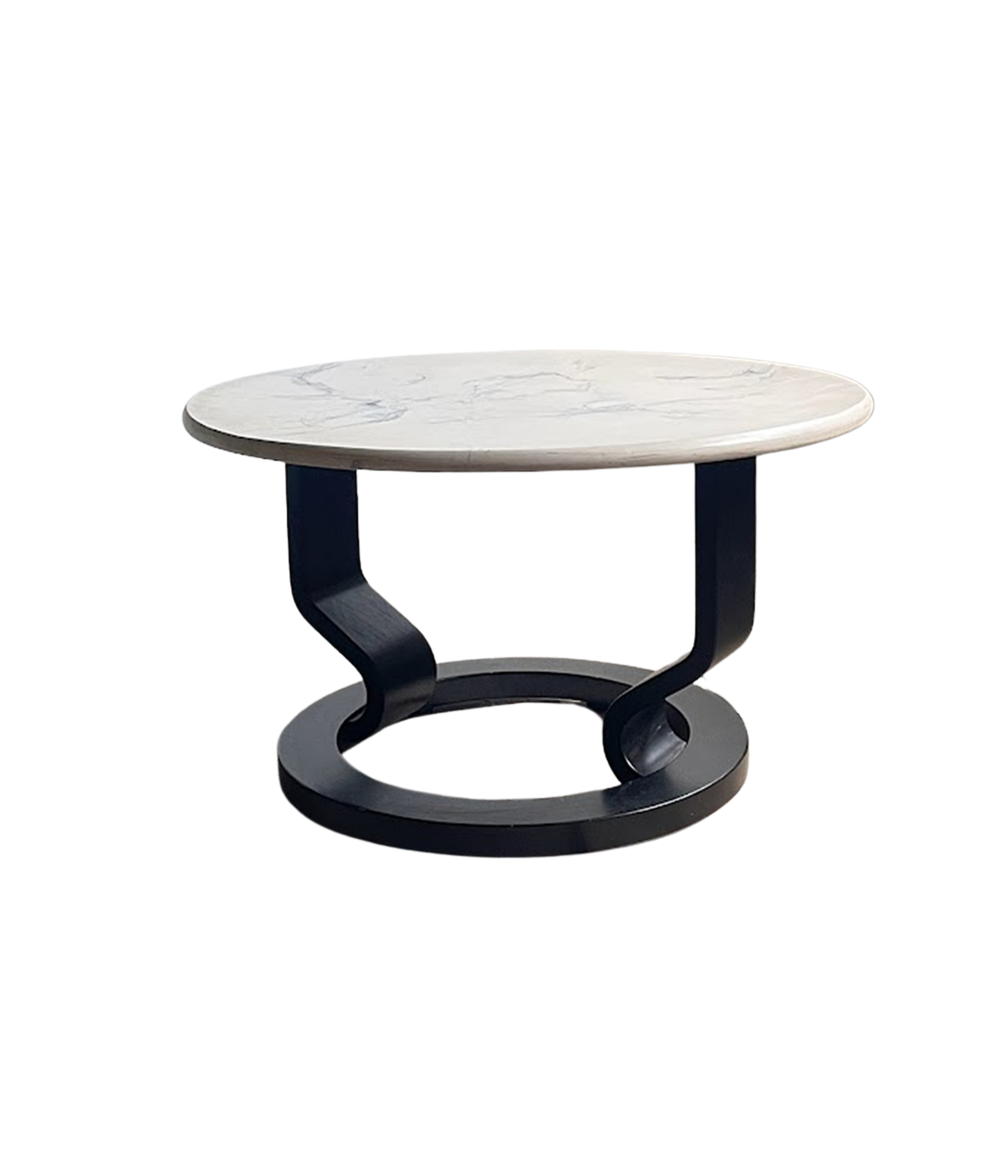 Swedish_Postmodern_Coffee_Table_with_Black_Bent_Plywood_Base_and_Round_Marmorino_Top,_1980s