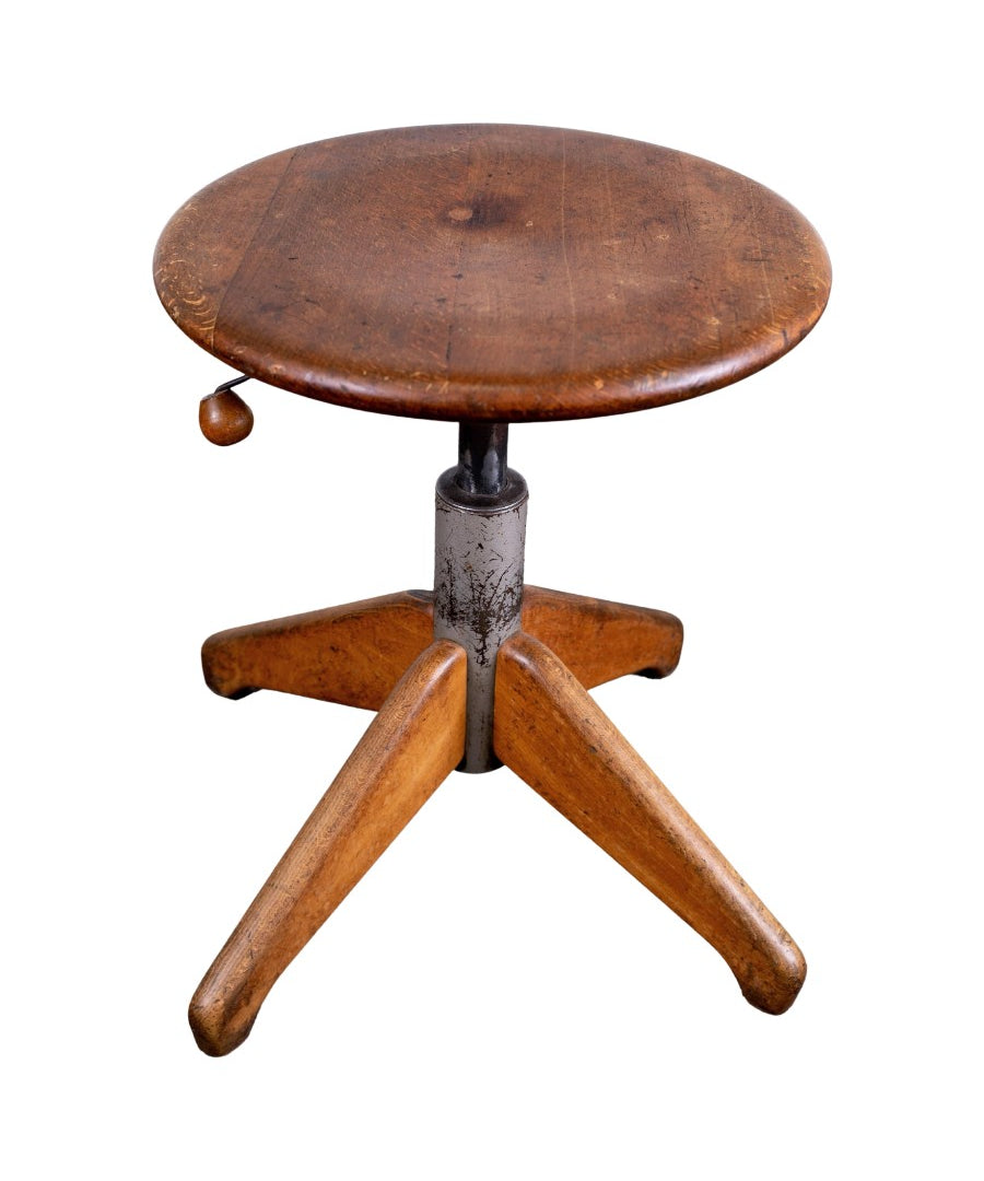 Swivel_Stool,_Art_Deco_Style,_Patinated_Oak,_Switzerland-Germany