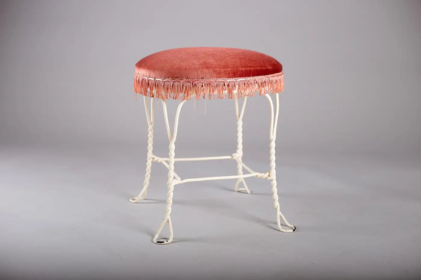 Taidetakomo_Hakkarainen_Wrought_Iron_Upholstered_Stool,_1930s,_Finland