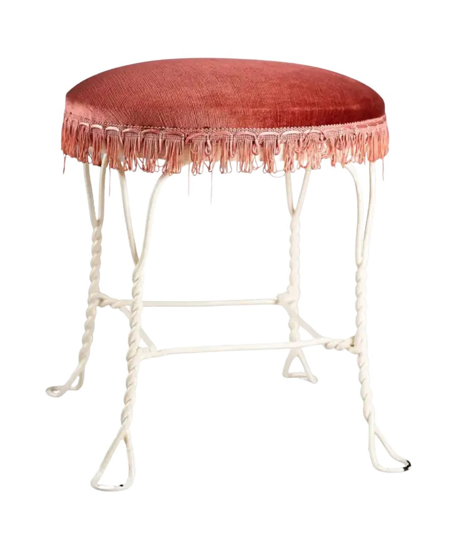 Taidetakomo_Hakkarainen_Wrought_Iron_Upholstered_Stool,_1930s,_Finland