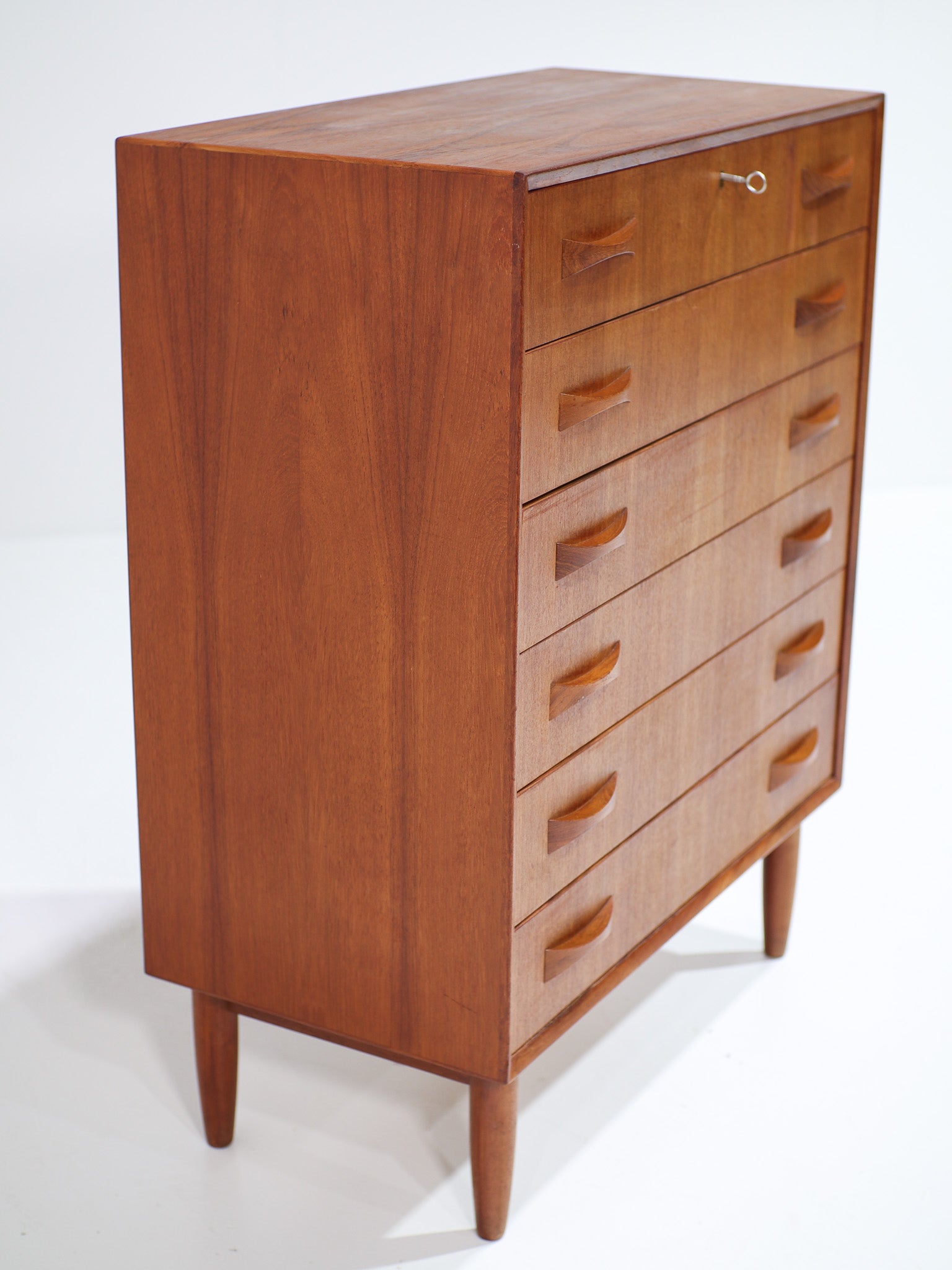 Teak_Tallboy_Chest_of_Drawers_by_Clausen_&_Søn,_1960s,_Denmark